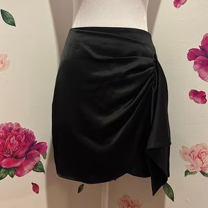 Express Satin Drape Front Mini Skirt